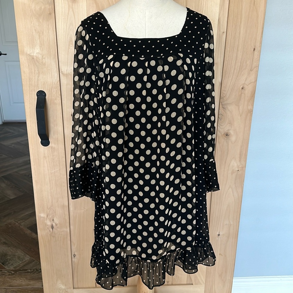 Jovovich-Hawk x Target Polkadot Flowy Flattering Long Sleeve Dress XL